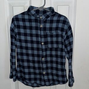 Zara Kids Navy and Light Blue Plaid Shirt